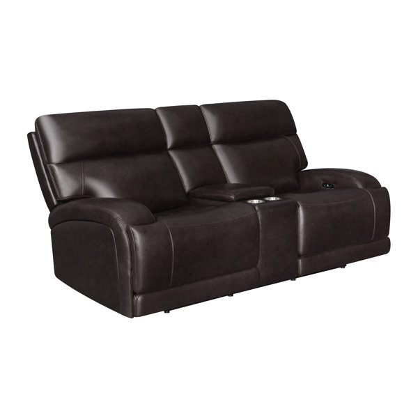 Hokku Designs Casonya 77.1'' Leather Power Reclining Loveseat Wayfair
